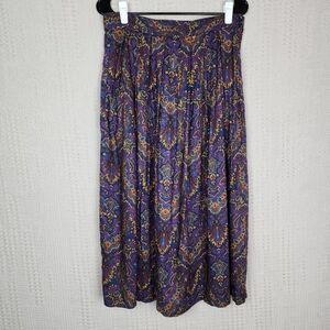 VINTAGE SEGUE Geometric Design Pleated Maxi Skirt M
